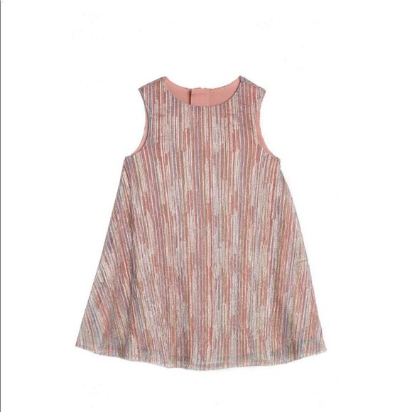 PIPPA & JULIE Kids' Faux‎ Fur Coat & Metallic Dress Set, Two Piece Mauve 4, NWT - Picture 2 of 12